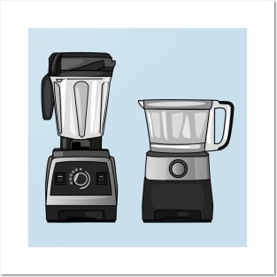 Food processor & blender cartoon illustration Posters and Art